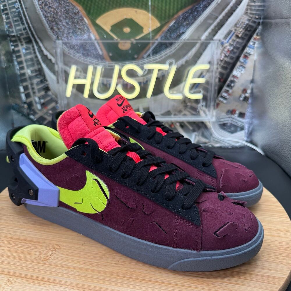 Nike Blazer Low/ACRNM Size Mens 6 Womens 7.5 Night Maroon/Lemon Sneakers NEW